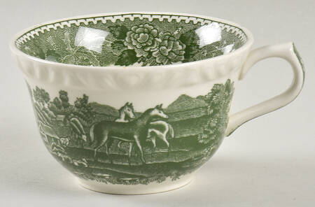 English Scenic Green (Scalloped) Flat Cup