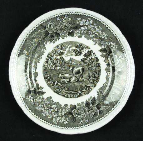English Scenic Green (Scalloped) Bread & Butter Plate