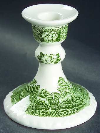 English Scenic Green (Scalloped) Small Candlestick