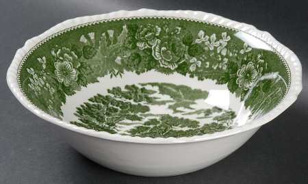 English Scenic Green (Scalloped) 8" Round Vegetable Bowl