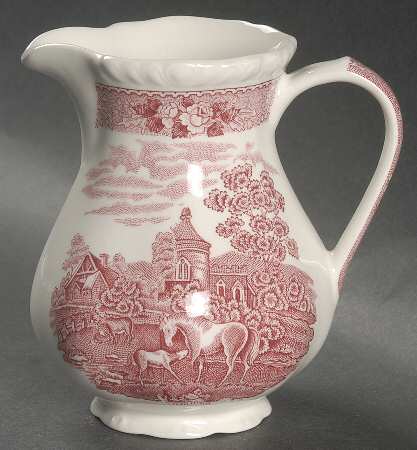 English Scenic Pink (Newer, Scalloped) 12 Oz Pitcher