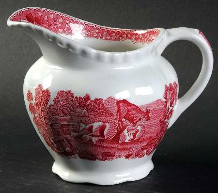 English Scenic Pink (Newer, Scalloped) Creamer