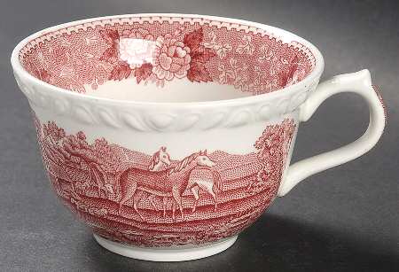 English Scenic Pink (Newer, Scalloped) Flat Cup