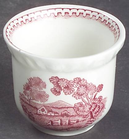 English Scenic Pink (Newer, Scalloped) Single Egg Cup