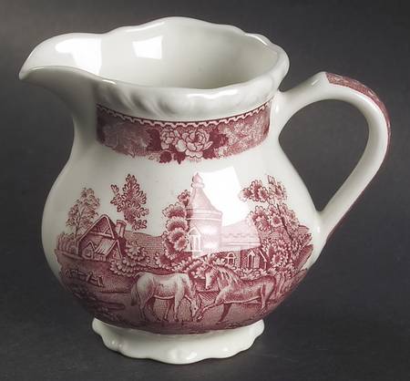 English Scenic Pink (Newer, Scalloped) Mini Creamer