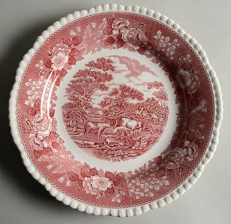 English Scenic Pink (Older-Cream) Dinner Plate by Adams China