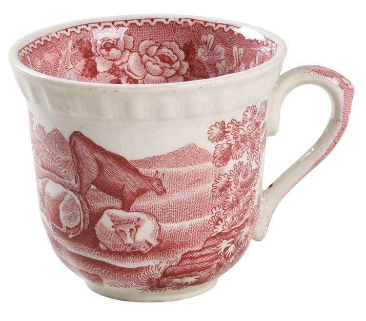 English Scenic Pink (Older-Cream) Flat Demitasse Cup by Adams China