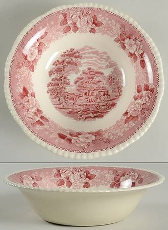 English Scenic Pink (Older-Cream) 10" Round Vegetable Bowl