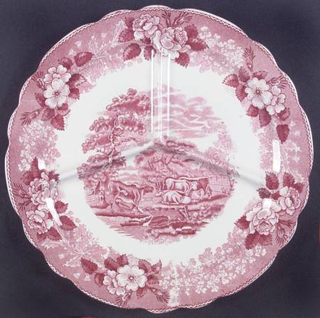 English Scenic Pink (Older-Cream) Grill Plate
