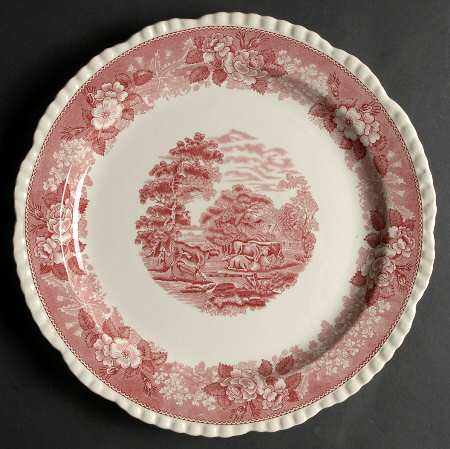 English Scenic Pink (Older-Cream) 12" Chop Plate (Round Platter)