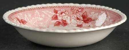 English Scenic Pink (Older-Cream) Fruit/Dessert (Sauce) Bowl by Adams China