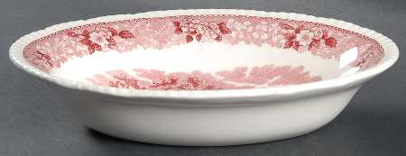 English Scenic Pink (Older-Cream) 9" Oval Vegetable Bowl