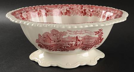 English Scenic Pink (Older-Cream) Tureen No Lid