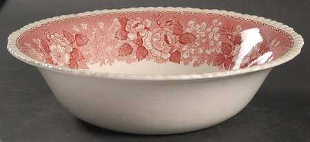 English Scenic Pink (Older-Cream) 8" Round Vegetable Bowl