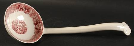 English Scenic Pink (Older-Cream) Tureen Ladle
