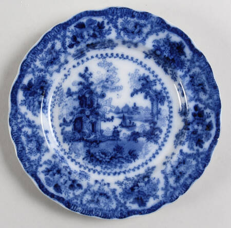 Fairy Villas (Flow Blue, Center Scene) Salad Plate