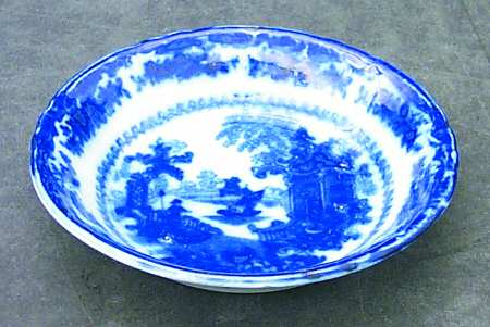 Fairy Villas (Flow Blue, Center Scene) Fruit/Dessert (Sauce) Bowl