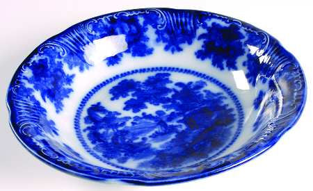 Fairy Villas (Flow Blue, Center Scene) 10" Round Vegetable Bowl
