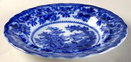 Fairy Villas (Flow Blue, Center Scene) Rim Soup Bowl