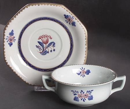 Georgian Flat Cream Soup & Saucer Set