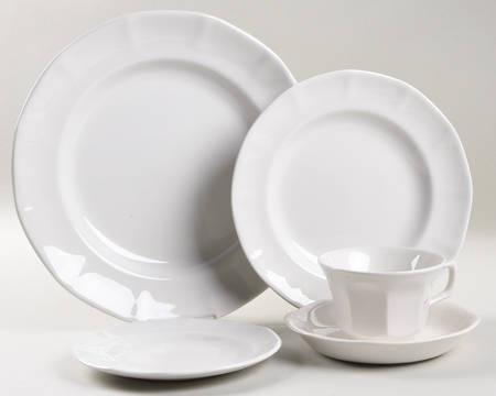 Hexagon White 5 Piece Place Setting