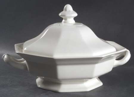 Hexagon White Round Covered Vegetable