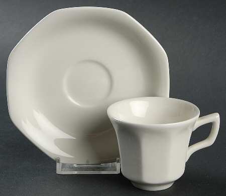 Hexagon White Flat Demitasse Cup & Saucer Set