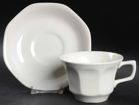 Hexagon White Flat Cup & Saucer Set by Adams China