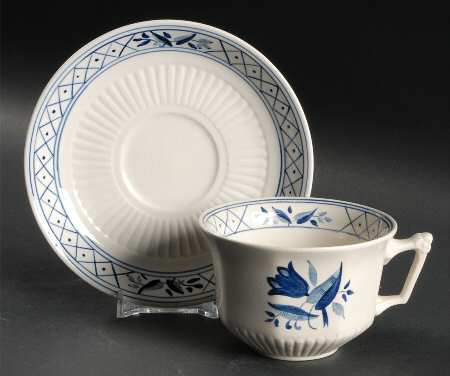 Hollandia Blue Flat Cup & Saucer Set