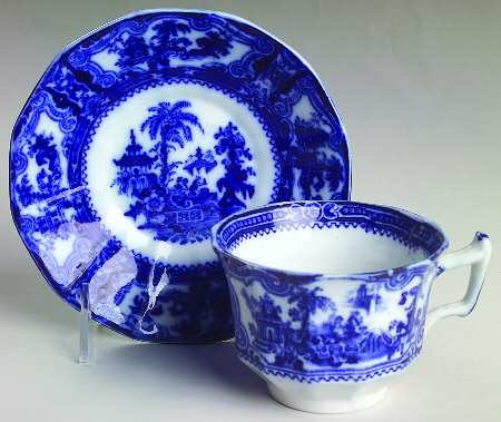 Kyber (Flow Blue, No Trim) Footed Cup & Saucer Set