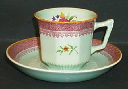 Lowestoft (Newer Backstamp) Flat Demitasse Cup & Saucer Set
