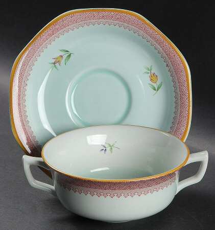 Lowestoft (Newer Backstamp) Flat Cream Soup Bowl & Saucer Set