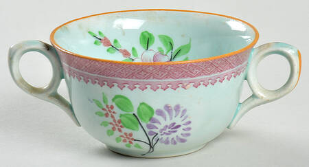 Lowestoft (Older Backstamp) Flat Bouillon Cup