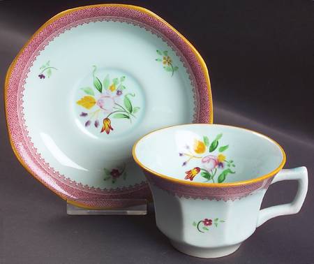 Lowestoft (Older Backstamp) Flat Cup & Saucer Set