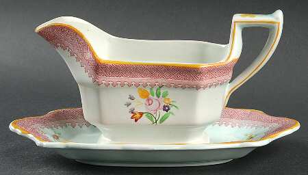 Lowestoft (Older Backstamp) Gravy Boat & Underplate/Relish