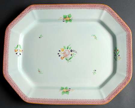 Lowestoft (Older Backstamp) 18" Oval Serving Platter