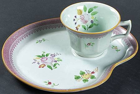 Lowestoft (Older Backstamp) Snack Plate & Cup Set