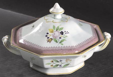 Lowestoft (Older Backstamp) Octagonal Covered Vegetable by Adams China