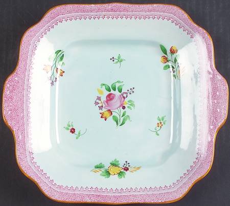Lowestoft (Older Backstamp) Square Handled Cake Plate by Adams China