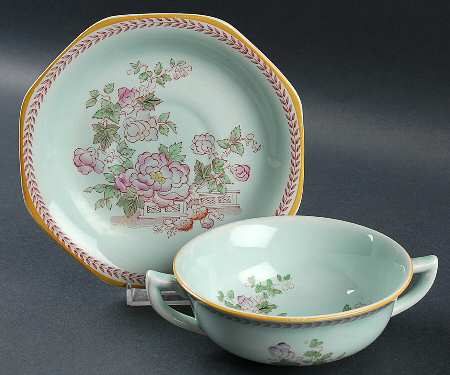 Metz Newer Backstamp Flat Cream Soup Bowl & Saucer Set