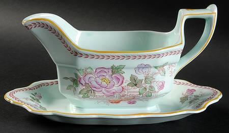 Metz Newer Backstamp Gravy Boat with Attached Underplate
