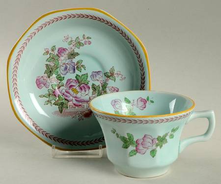 Metz Newer Backstamp Flat Cup & Saucer Set