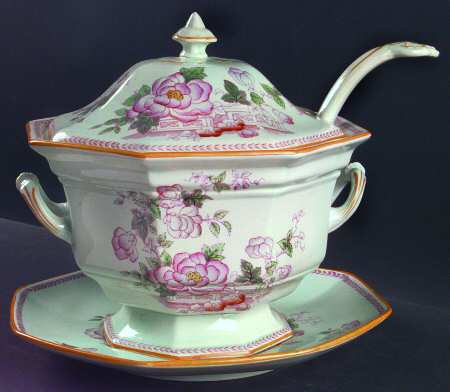 Metz Older Backstamp Tureen & Lid w/Ladle & Underplate