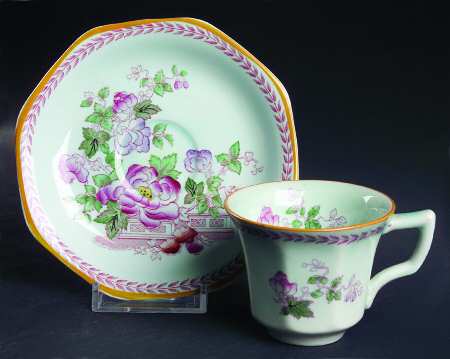 Metz Older Backstamp Flat Demitasse Cup & Saucer Set