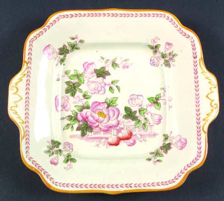 Metz Older Backstamp Square Handled Cake Plate by Adams China