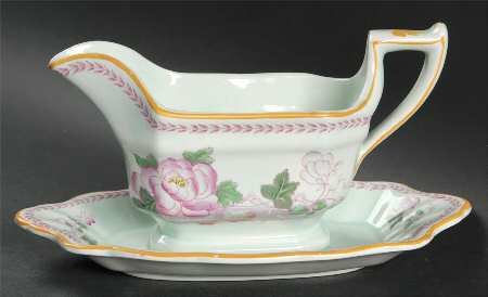 Metz Older Backstamp Gravy Boat with Attached Underplate