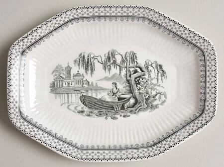 Minuet Black (Newer, Adams Bckstmp) Relish/Gravy Underplate