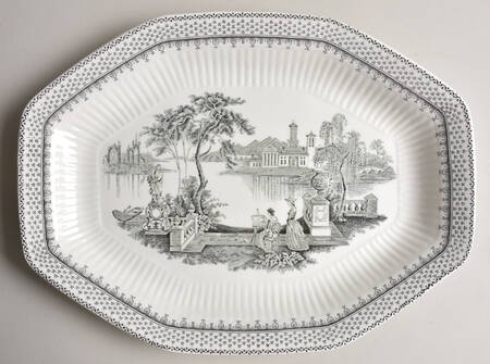 Minuet Black (Newer, Adams Bckstmp) 13" Oval Serving Platter