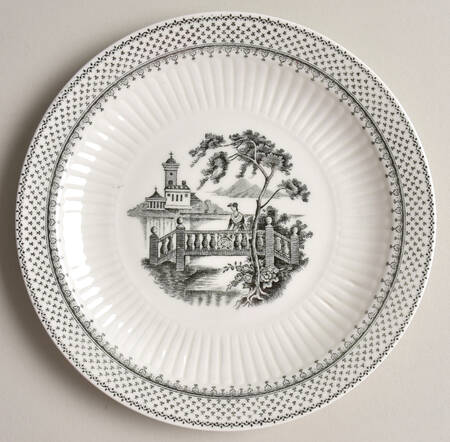 Minuet Black (Newer, Adams Bckstmp) Dessert/Pie Plate