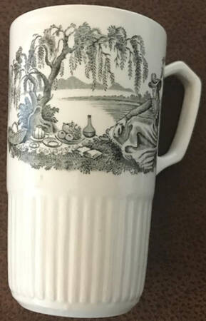 Minuet Black (Newer, Adams Bckstmp) Irish Coffee Cup and Saucer Set